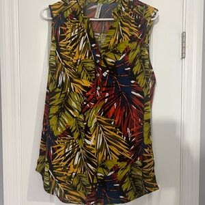 PerSeption Concept Green and Yellow Sleeveless Blouse